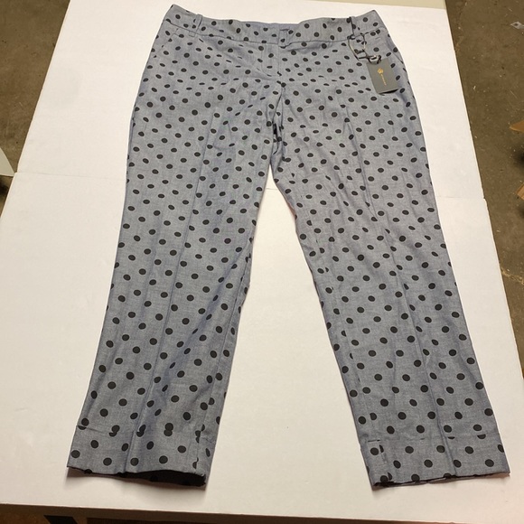 Outback Red Pants - NEW Outback Red Heather Blue Polka Dot Straight Leg cropped Pants 100% Cotton